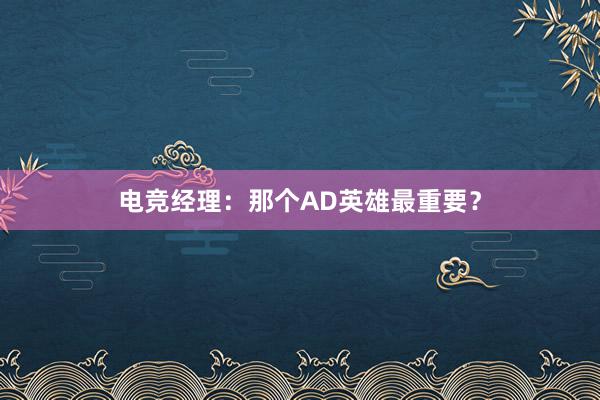 电竞经理：那个AD英雄最重要？